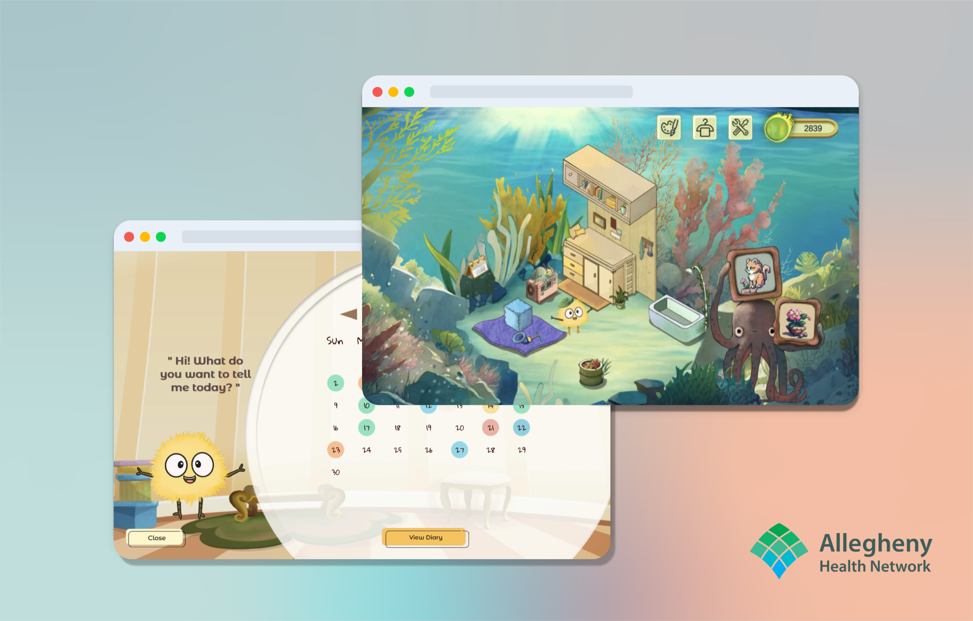 Chillax behavioral health game interface