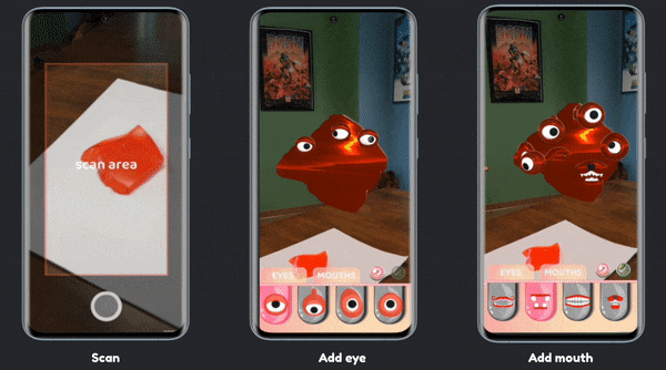 Step 2 — scanning the jello and personalizing the creature in AR