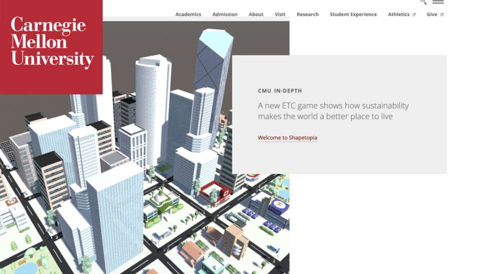 Shapetopia featured on the CMU news site for Earth Day