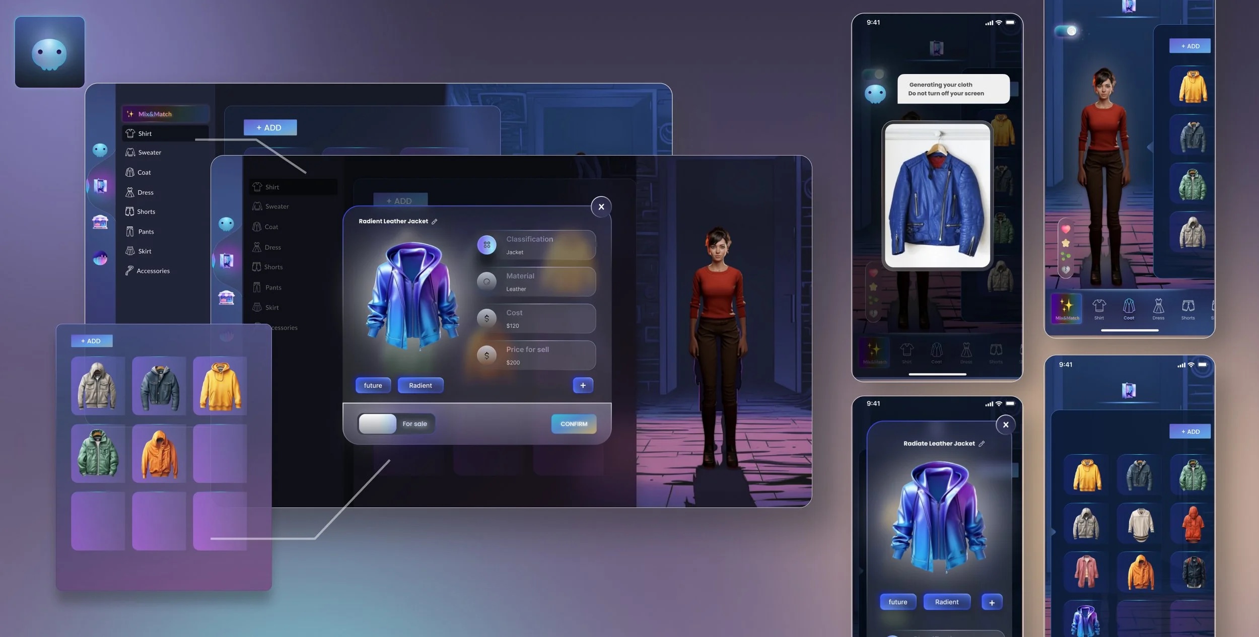 The wardrobe function with a personalized 3D avatar