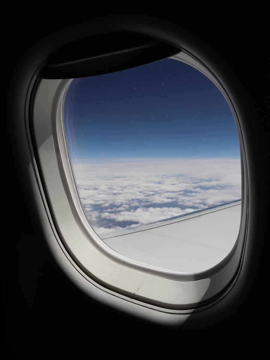 View of clouds from an airplane window